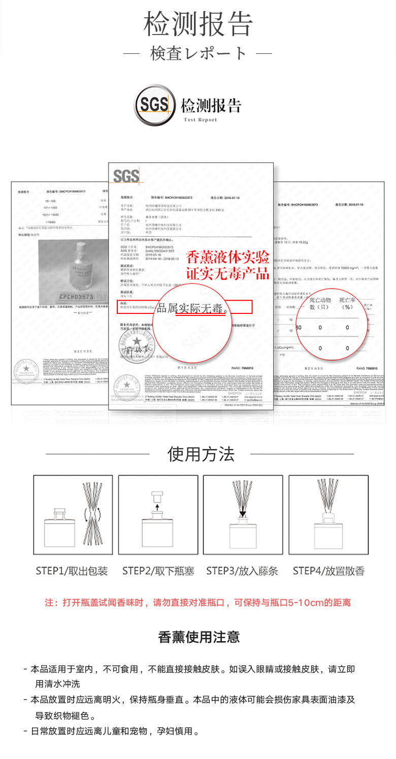 樹派日本進(jìn)口無(wú)火香薰-檢測(cè)報(bào)告、使用方法及注意事項(xiàng)